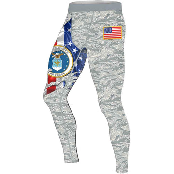 US Air Force American Flag Camo Men's Compression Leggings