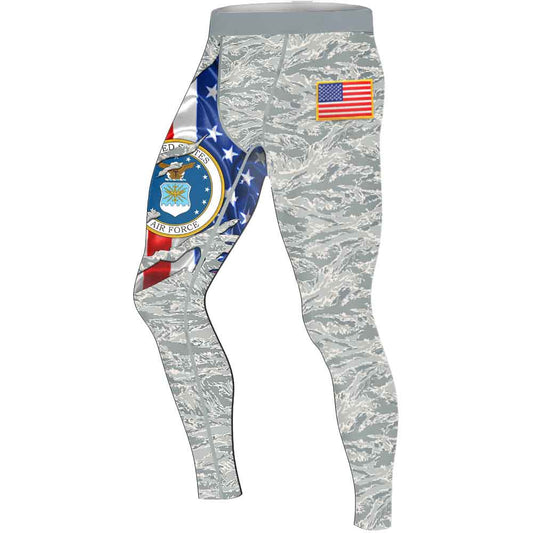 US Air Force American Flag Camo Men's Compression Leggings