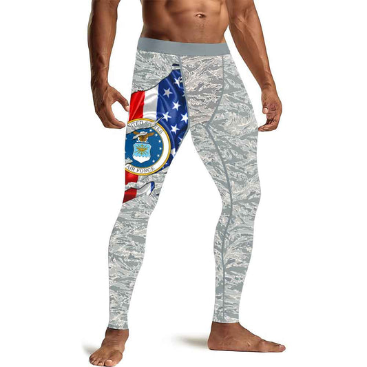US Air Force American Flag Camo Men's Compression Leggings