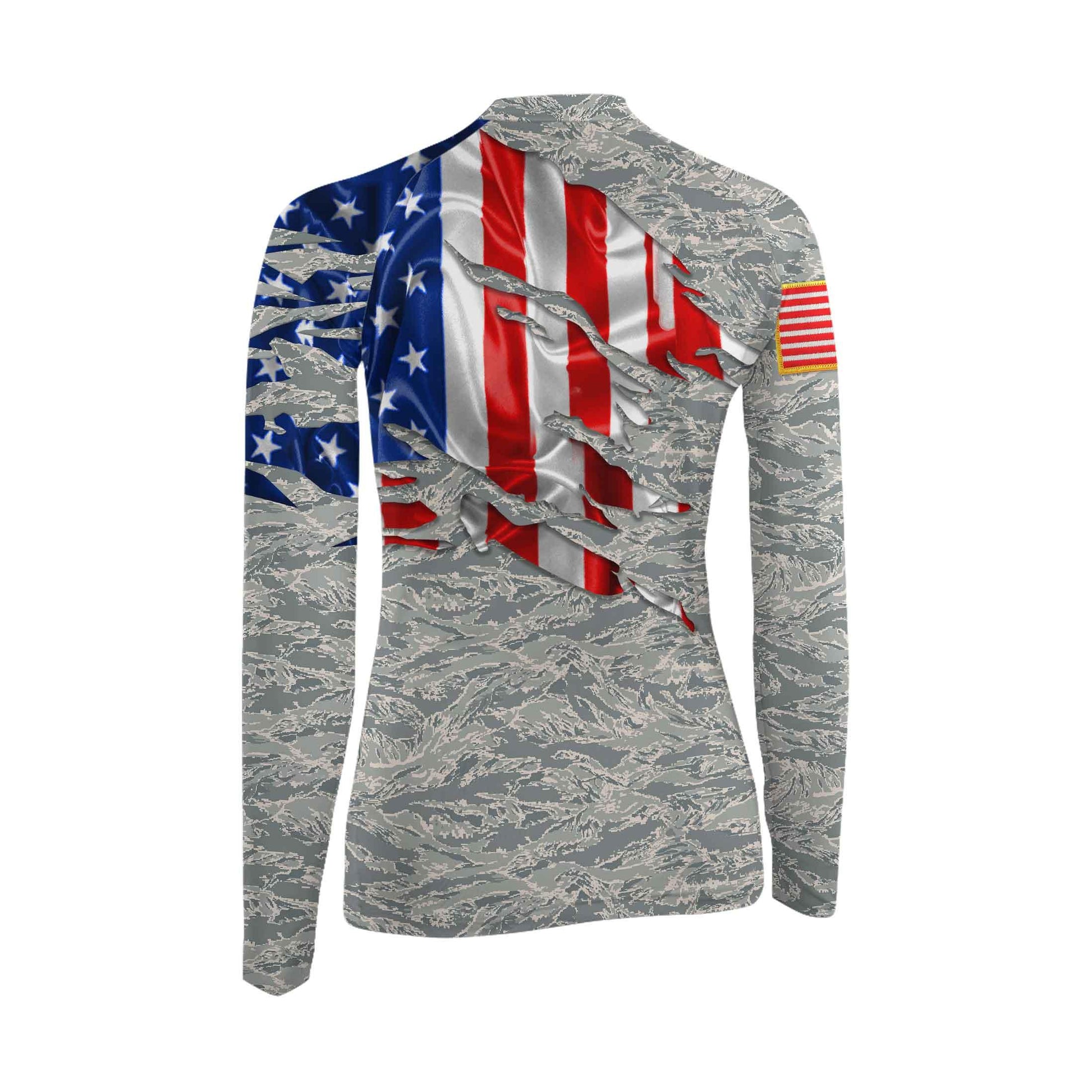 US Air Force American Flag Camo Women's Long Sleeve Rash Guard