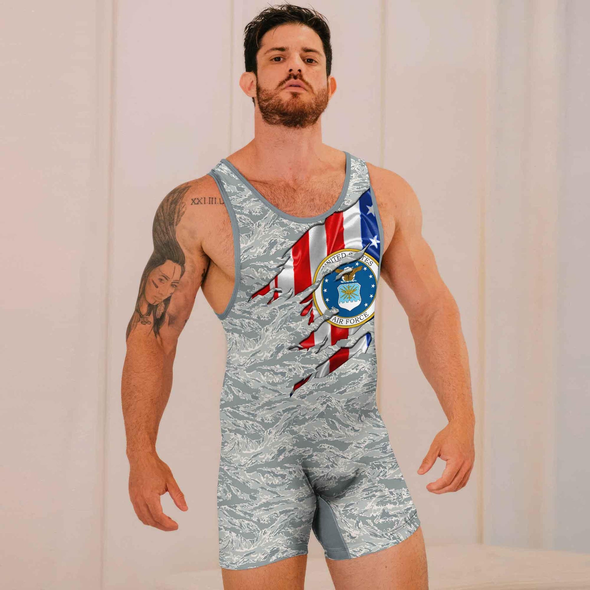 US Air Force American Flag Camo Wrestling Singlets