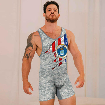 US Air Force American Flag Camo Wrestling Singlets