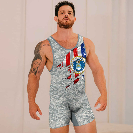 US Air Force American Flag Camo Wrestling Singlets