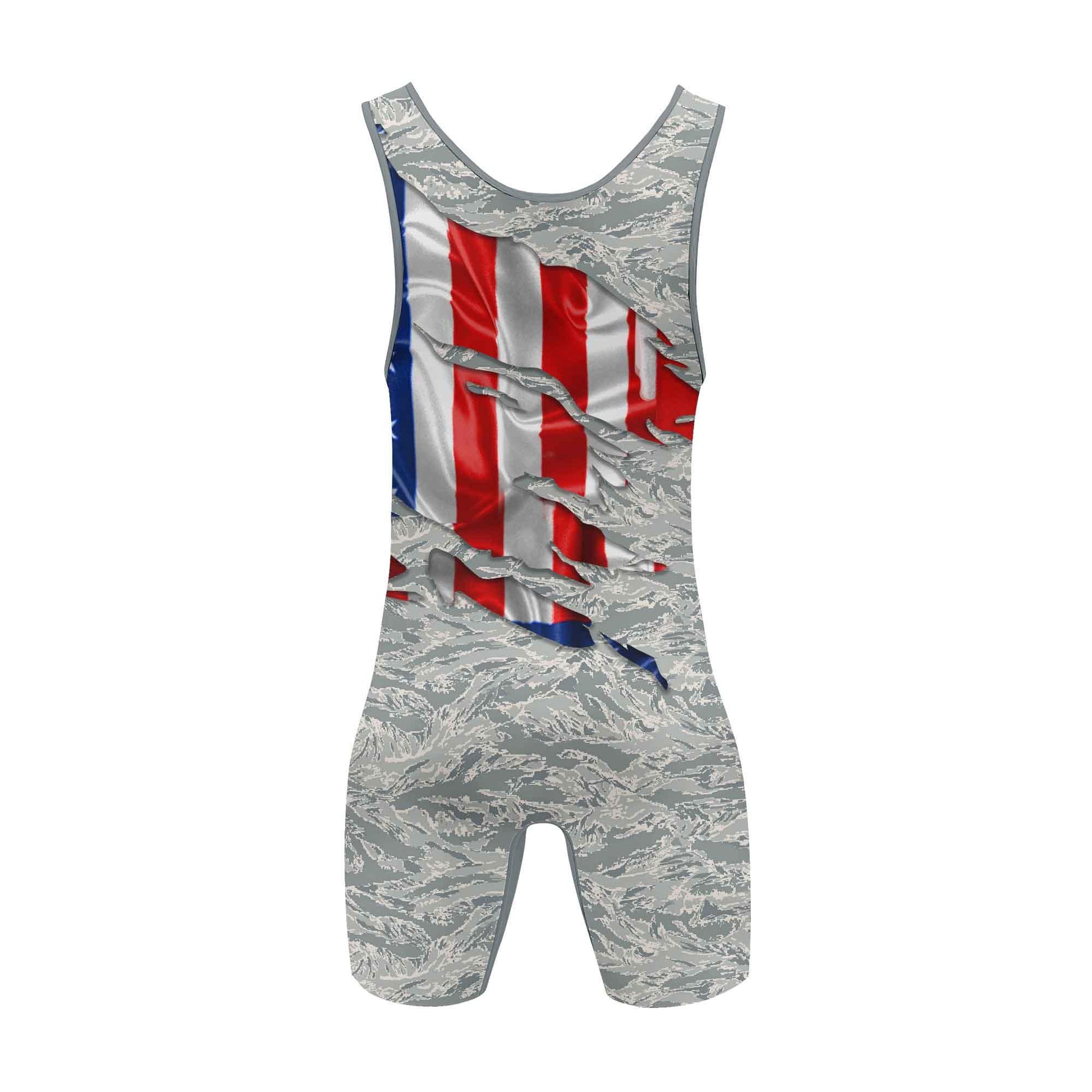 US Air Force American Flag Camo Wrestling Singlets