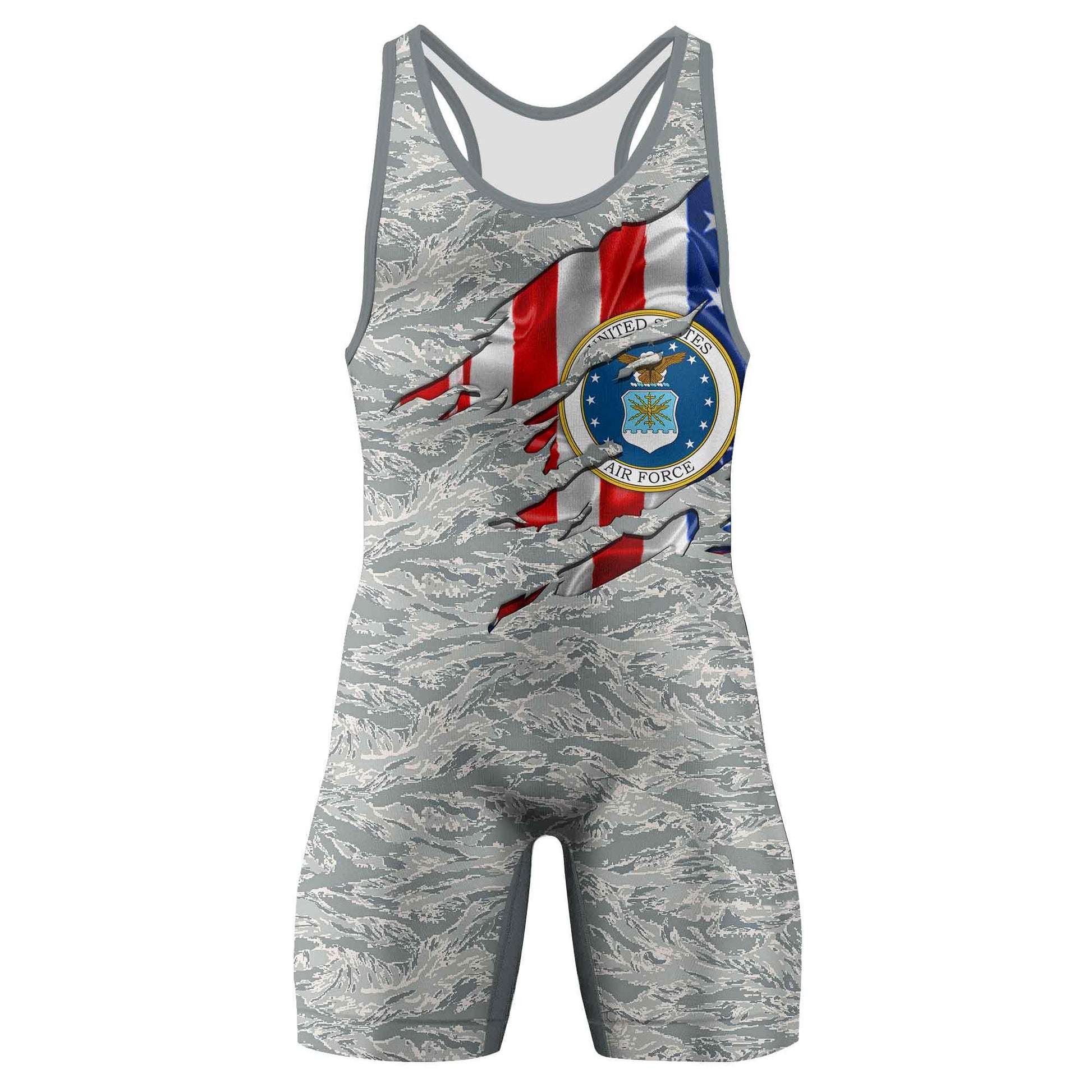 US Air Force American Flag Camo Wrestling Singlets