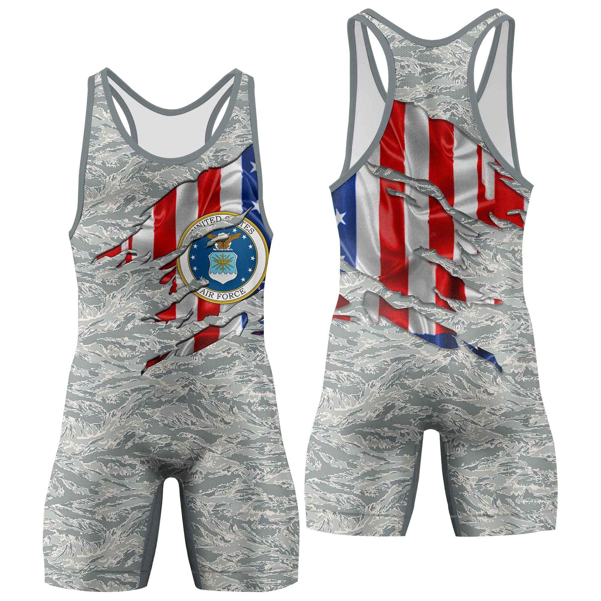 US Air Force American Flag Camo Wrestling Singlets