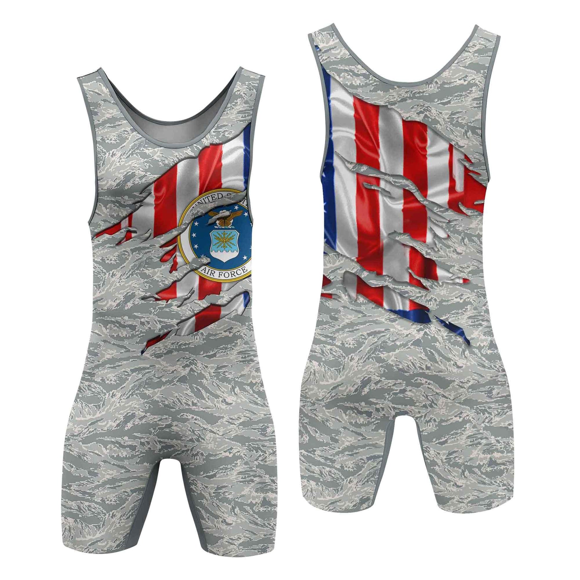 US Air Force American Flag Camo Wrestling Singlets