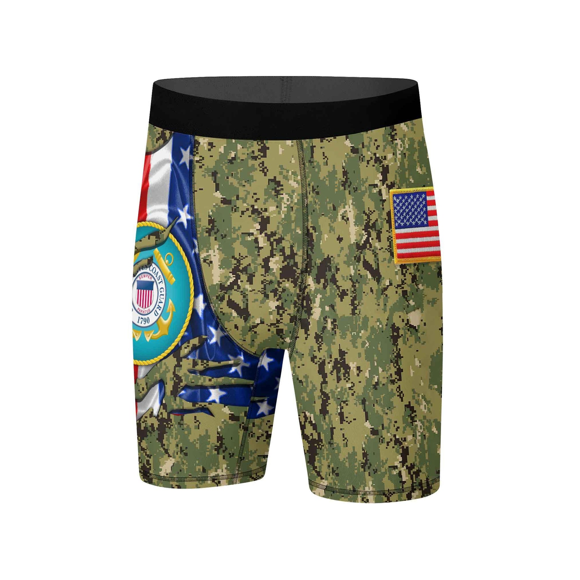 US Coast Guard American Flag Camo Compression Shorts