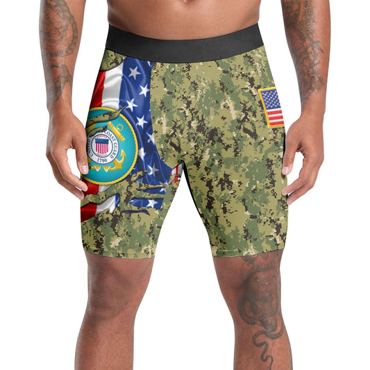 US Coast Guard American Flag Camo Compression Shorts