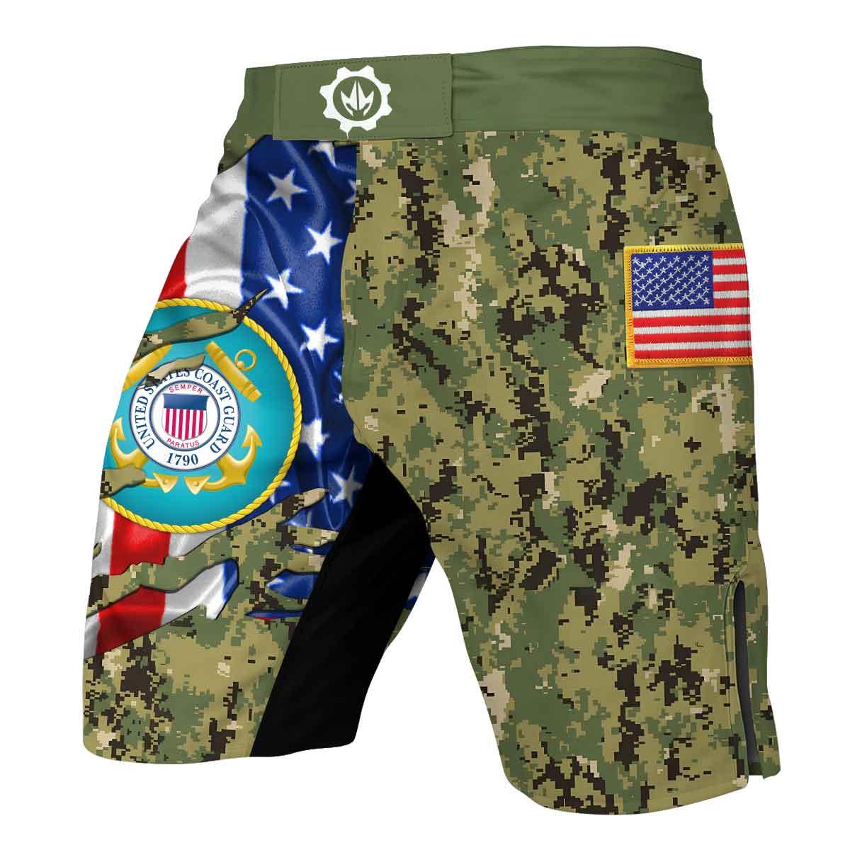 US Coast Guard American Flag Camo Fight Shorts