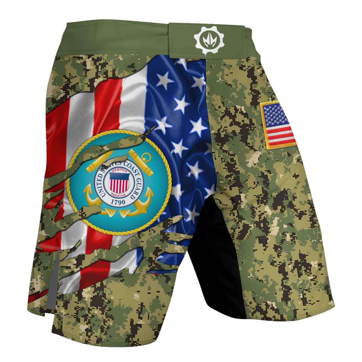 US Coast Guard American Flag Camo Fight Shorts