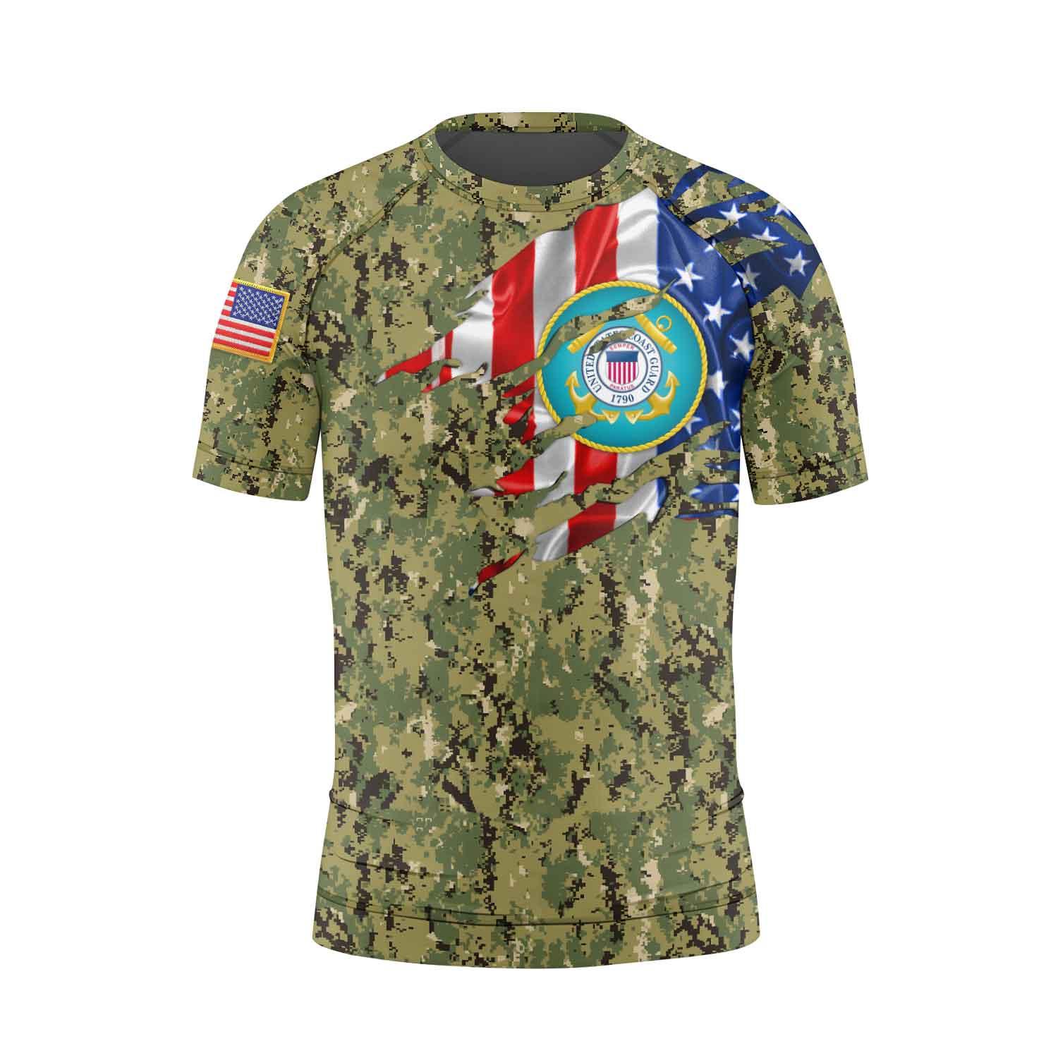 US Coast Guard American Flag Camo Kids Rash Guard