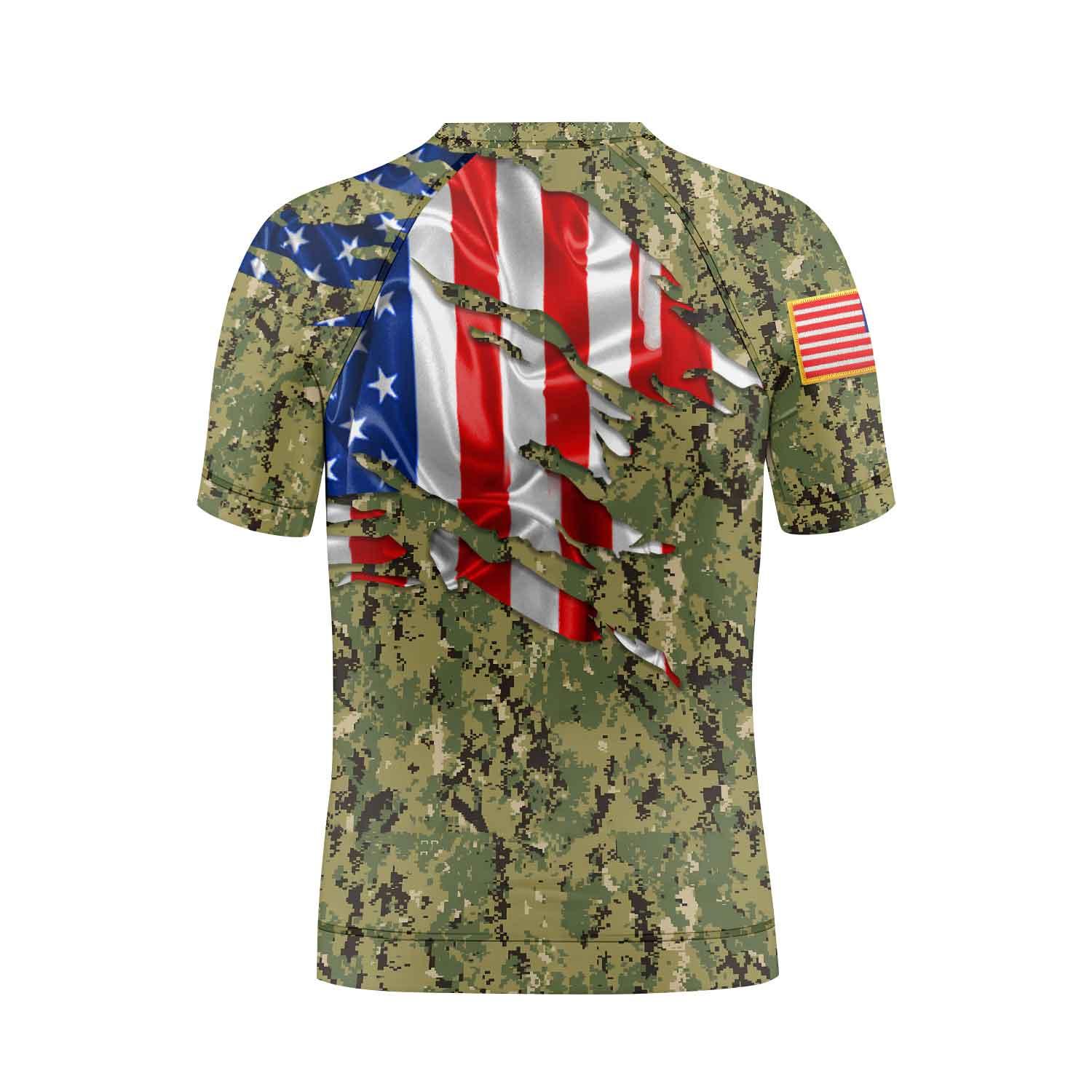 US Coast Guard American Flag Camo Kids Rash Guard
