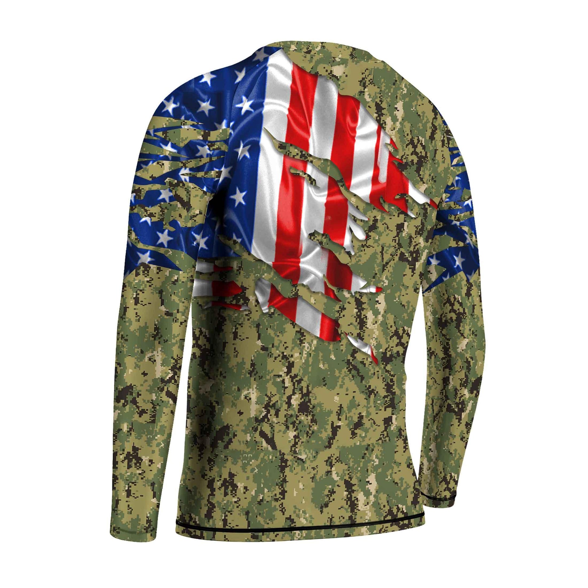 US Coast Guard American Flag Camo Kids Rash Guard