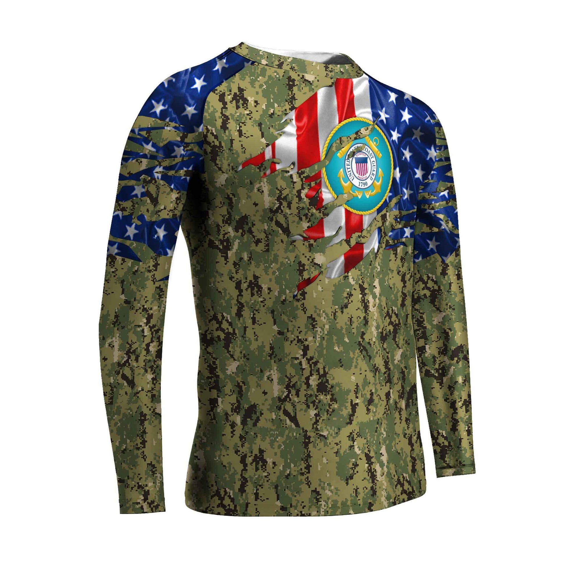 US Coast Guard American Flag Camo Kids Rash Guard
