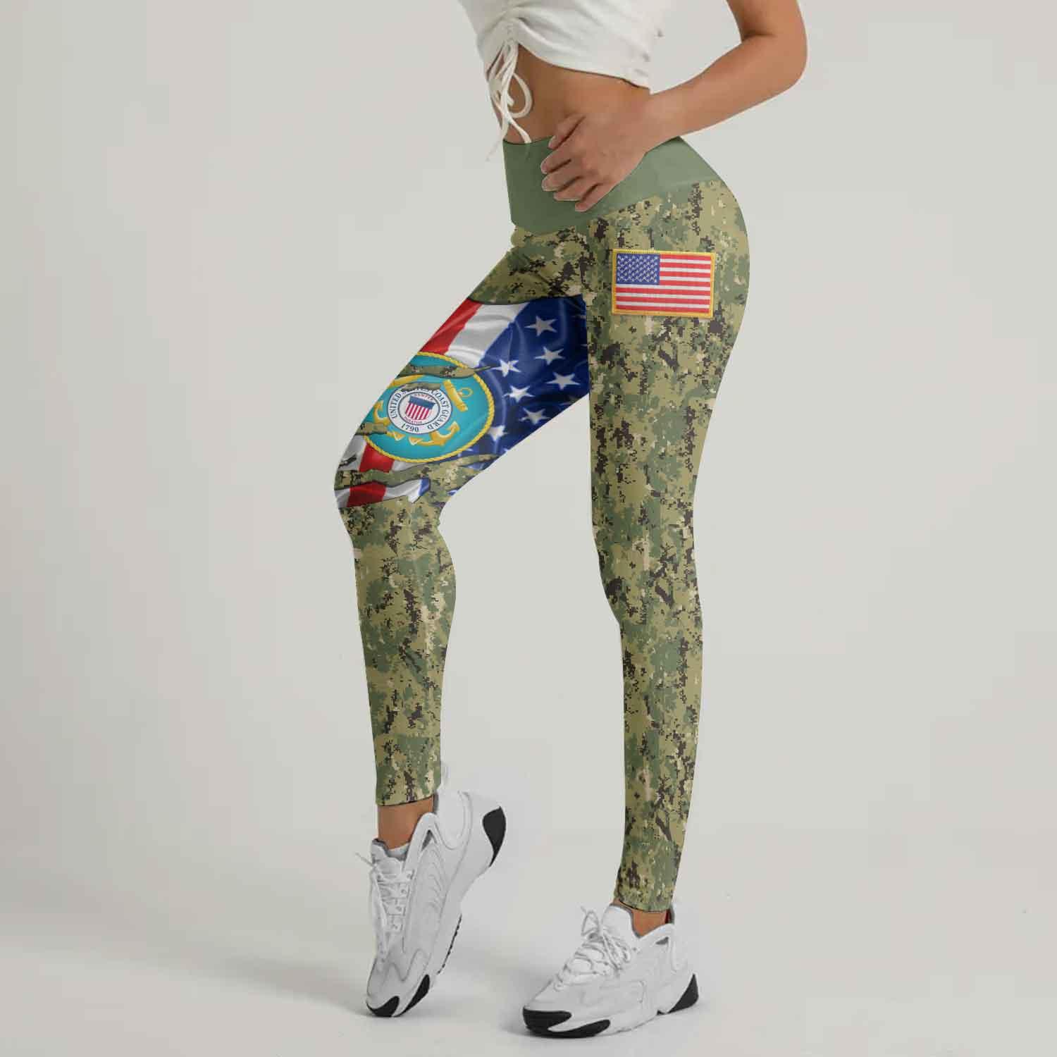 US Coast Guard American Flag Camo Leggings