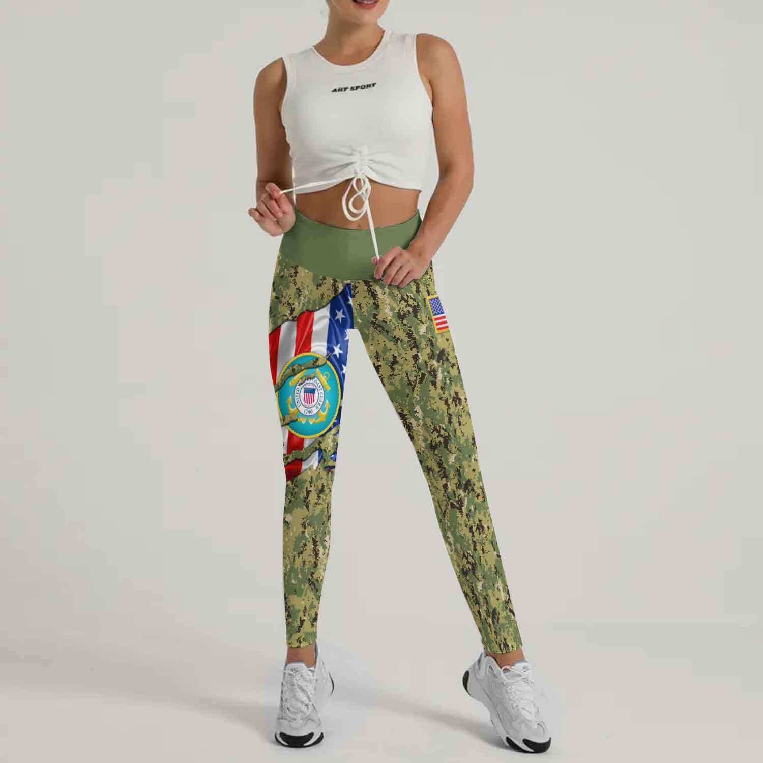 US Coast Guard American Flag Camo Leggings