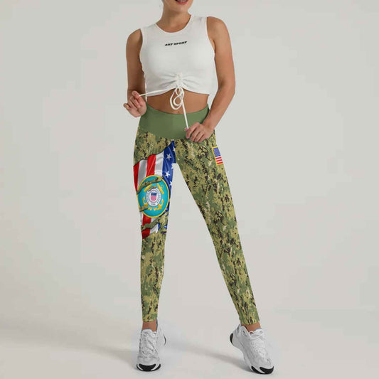 US Coast Guard American Flag Camo Leggings