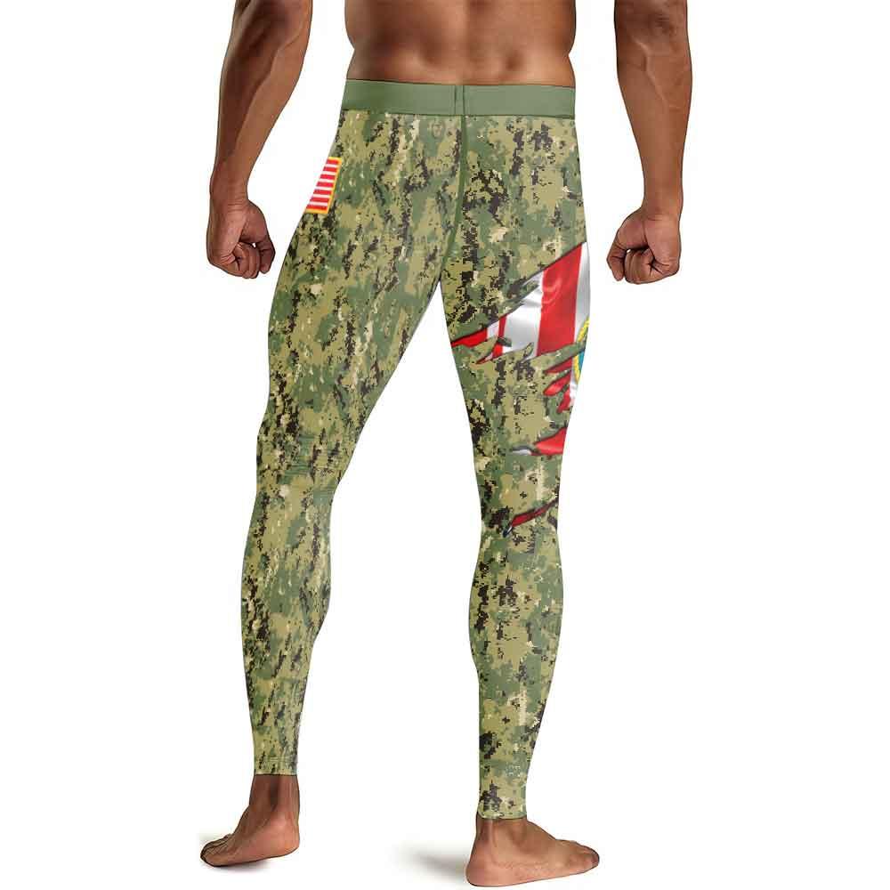 US Coast Guard American Flag Camo Men's Compression Leggings