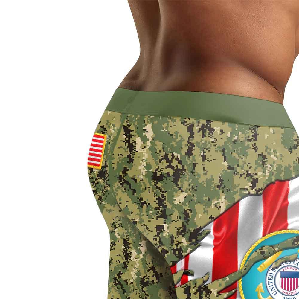 US Coast Guard American Flag Camo Men's Compression Leggings