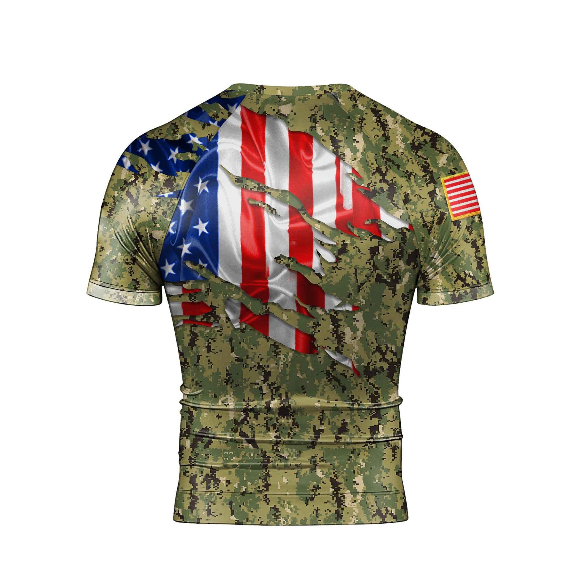 US Coast Guard American Flag Camo Men's Short Sleeve Rash Guard