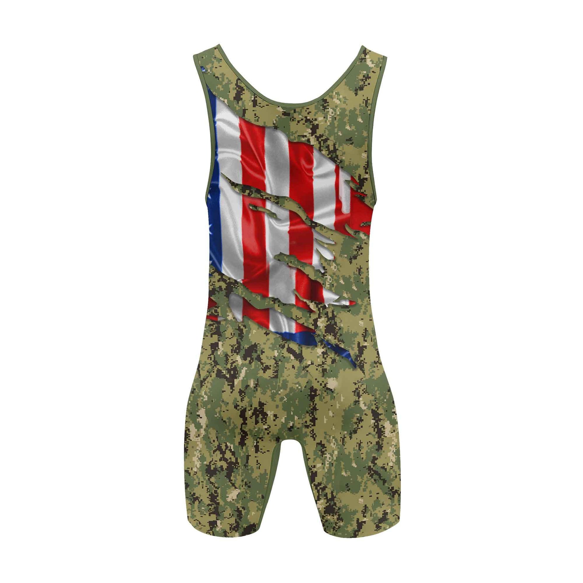 US Coast Guard American Flag Camo Wrestling Singlets