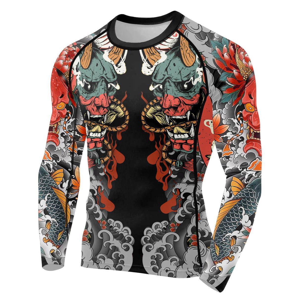 Samurai & Carp Men's Long Sleeve Rash Guard | Samurai MMA Shirt